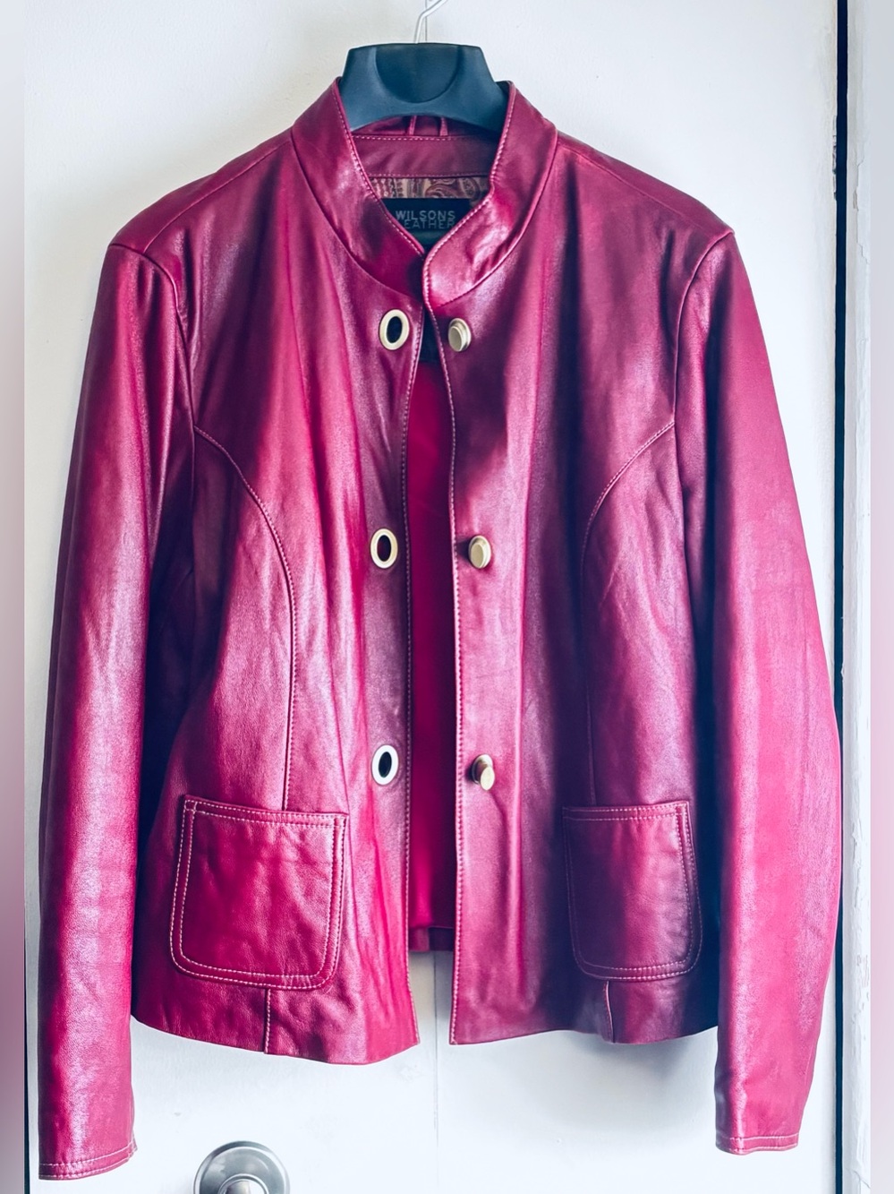WILSONS LEATHER PELLE STUDIO BURGUNDY JACKET, size XL